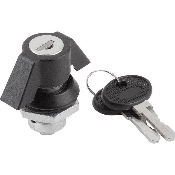 Kipp Quarter-Turn Lock Spindle Lockable, Single-Key System, H=18, 5, Zinc K0525.2183